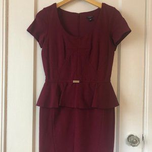 Anne Taylor Pleated Belted Crew Neck Dress